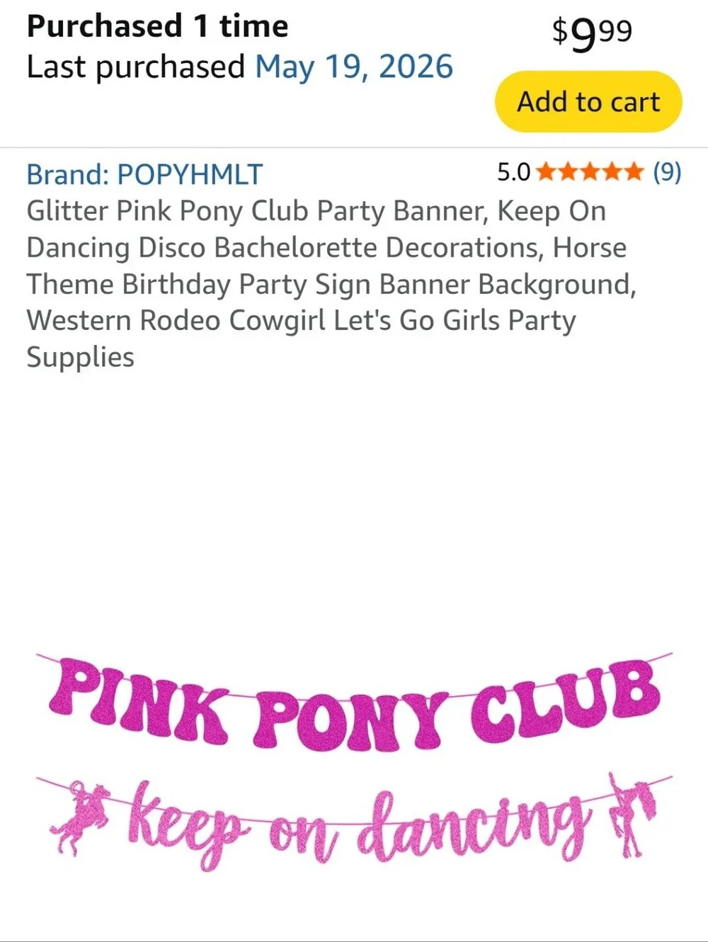 Pink & Black Pole Dancer Happy Birthday Cake Topper And Banner